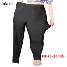 Plus Size Women Leggings 5XL Faux Denim Jeans Jeggings Legging Large Black Stretch Skinny Pencil Pants Trousers 2019 spring