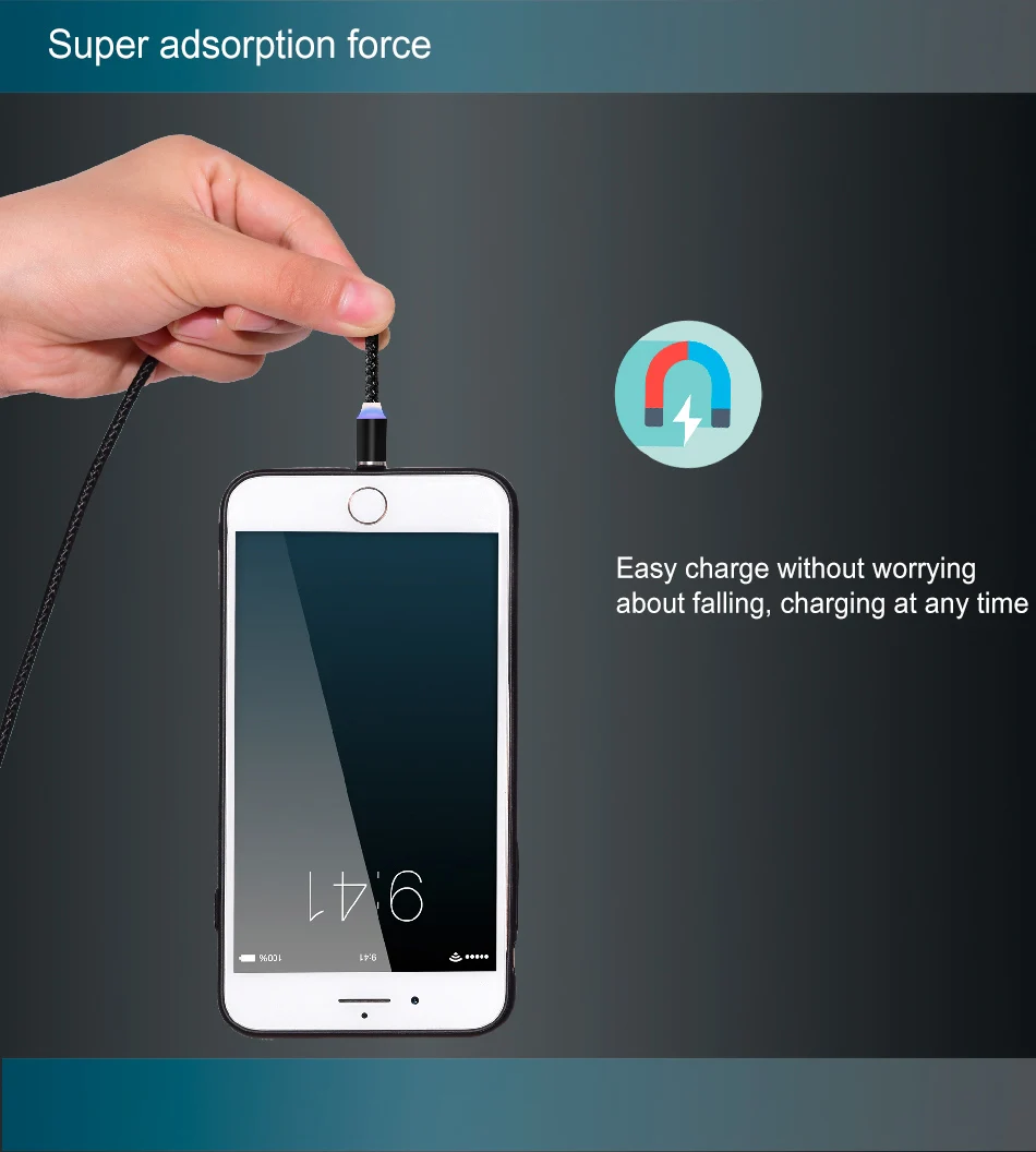 Зарядное устройство, магнитный светодиодный провод, шнур для iPhone, Micro usb type C, для samsung Galaxy A30, A50, A70, huawei, Android, 3 в 1, быстрая зарядка