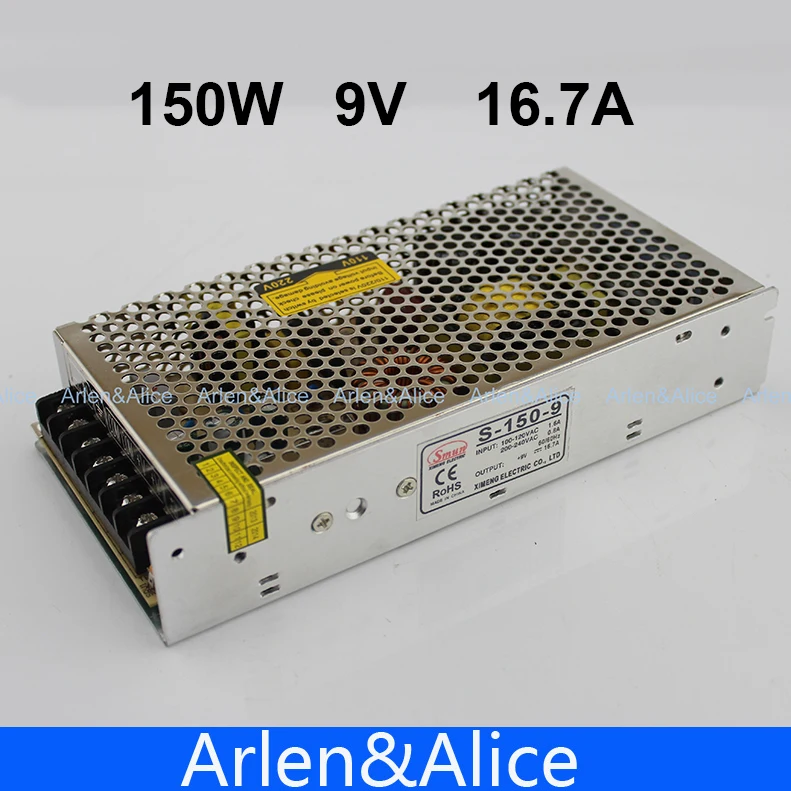 150W 9V 16.7A одиночный выход импульсный источник питания для светодиодной полосы