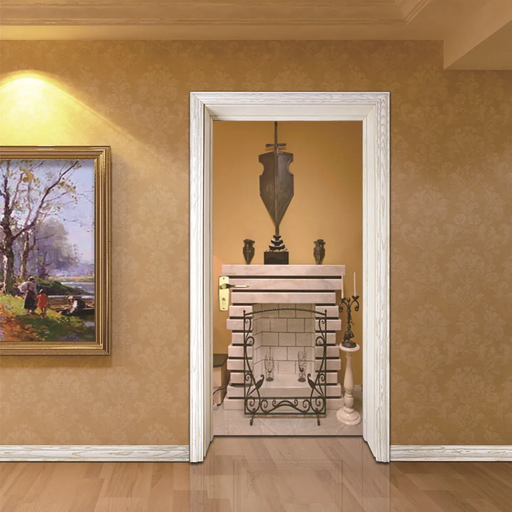 Наклейки на двери для русской камина самоклеящиеся обои гостиной спальни Деколи