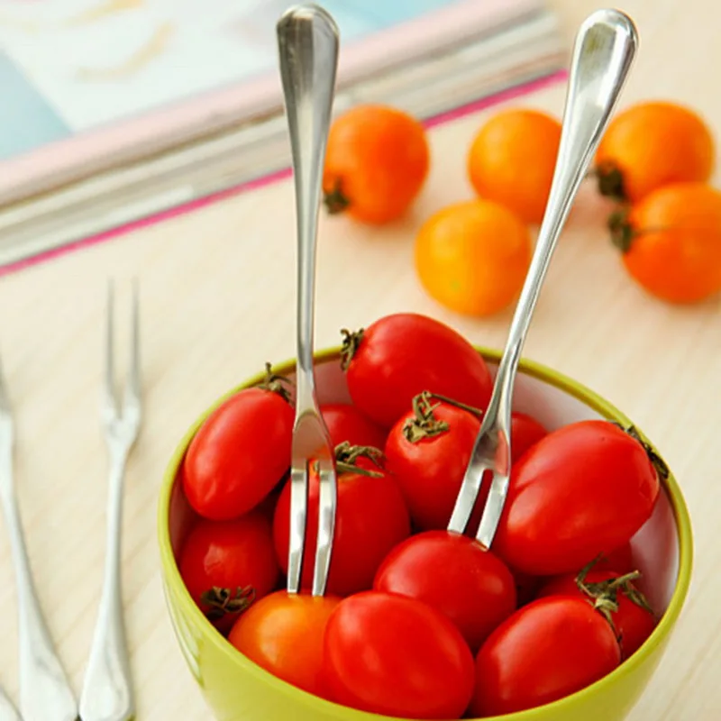 Фруктовые вилки из нержавеющей стали столовые приборы Десертные Вилки для