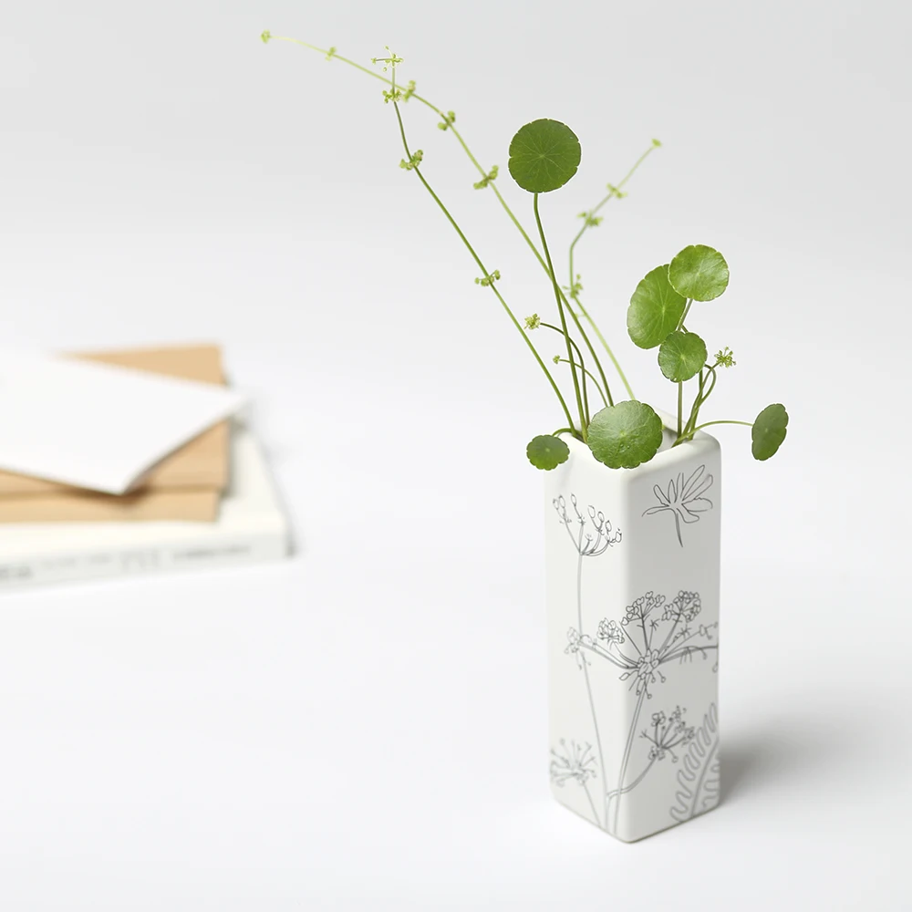 Креативная фотоваза черная Белая Квадратная Маленькая ваза Настольная мебель