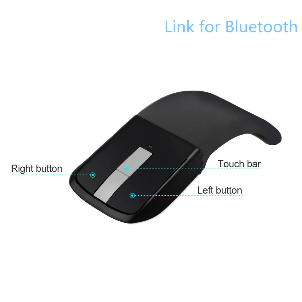 CHUYI, Беспроводная складная Bluetooth мышь, ультра тонкая, 1600 dpi, оптическая дуговая сенсорная мышь, складные дорожные мыши с адаптером BT CSR 4,0