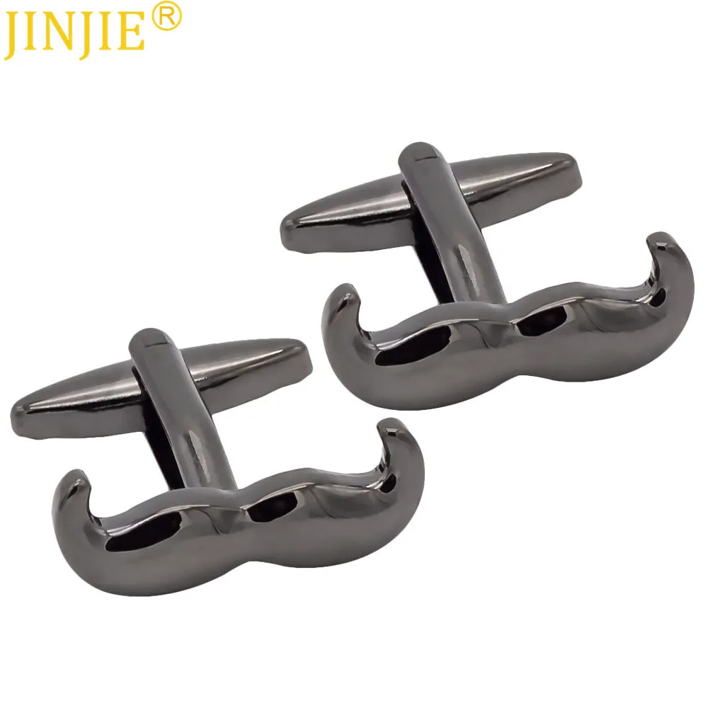 

New Black Christmas Beard Style Cufflinks Smooth Metal Cuff Nails Men's Casual French Shirt Cuff Button Christmas Gifts for Men