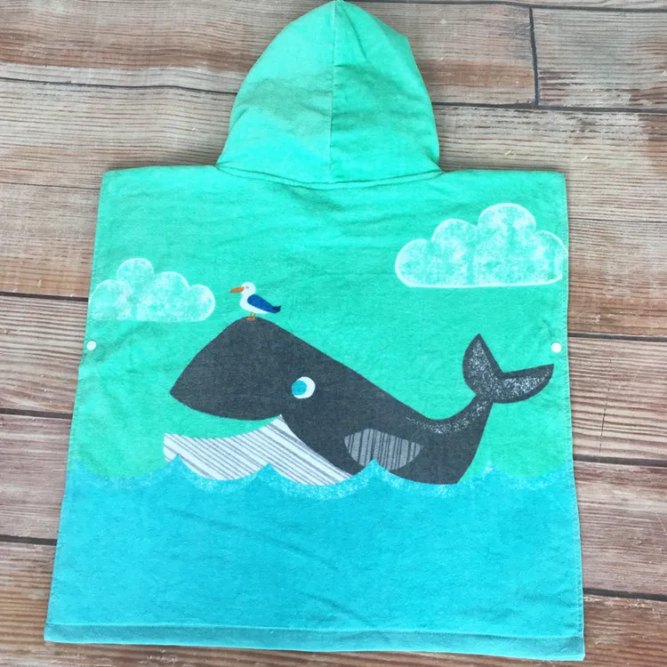 Seagull dolphin Детское милое пляжное полотенце с капюшоном и мультяшным принтом, Детское Пончо для купания в бассейне, накидка, детское пляжное полотенце s - Цвет: Seagull dolphin