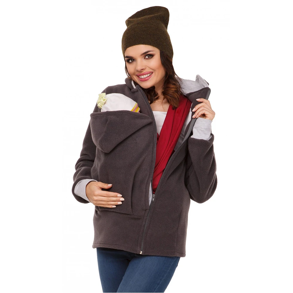 Warm Autumn Kangaroo Carrier Baby Holder Jackets Women's Maternity Hoodies Winter Outwear Pregnancy Coat | Мать и ребенок