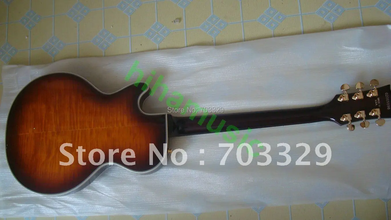 Новый custom shop Малый Джаз гитары VS Винтаж sunburst F отверстие Пламя Топ палисандр гриф