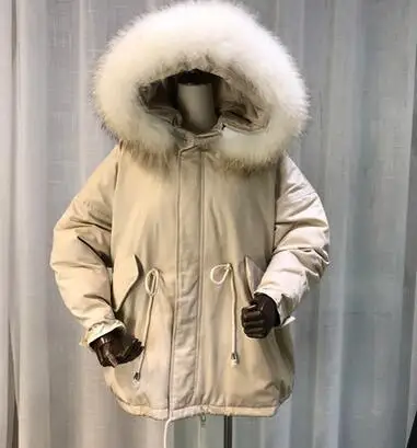 Белый 90% белый пуховик зимнее пальто для женщин большой воротник из натурального меха с капюшоном длинная теплая ветрозащитная Женская парка верхняя одежда - Цвет: Белый