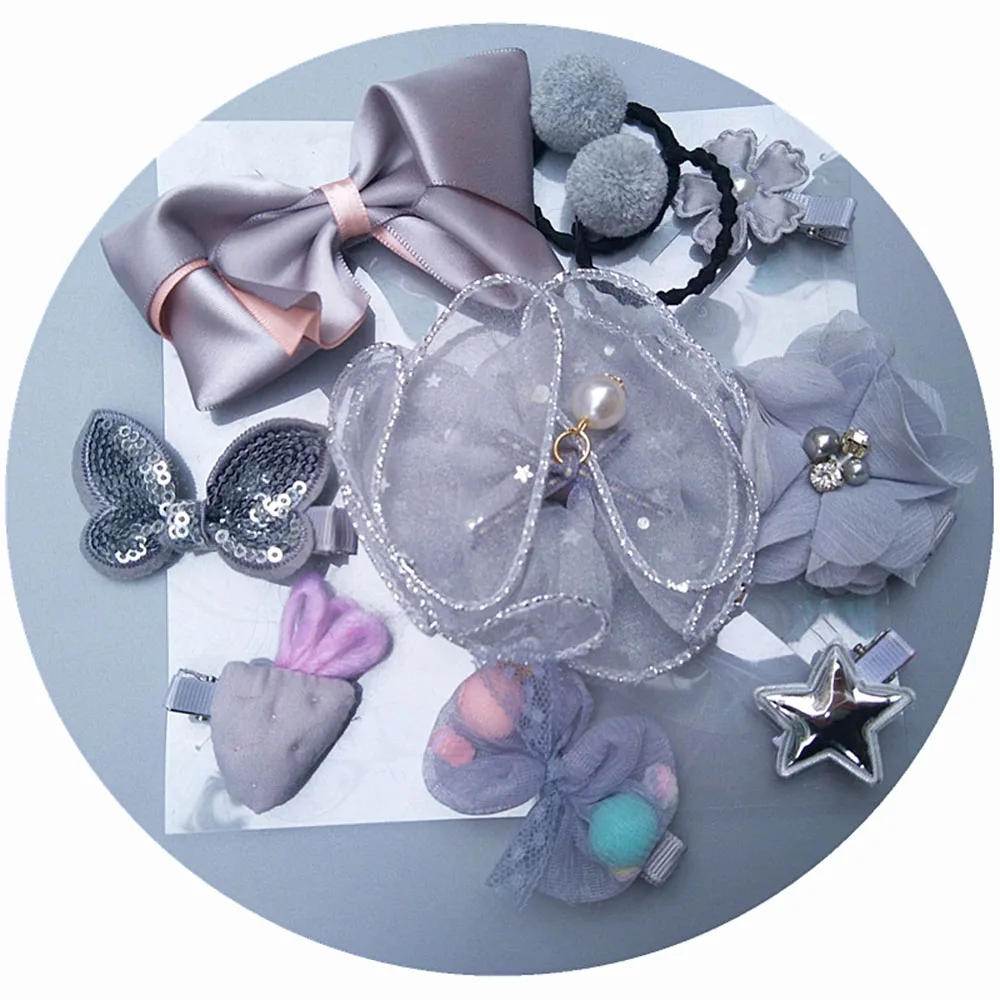 10 шт./компл. для маленьких девочек повязка на голову с бантом и Корона зажим волос