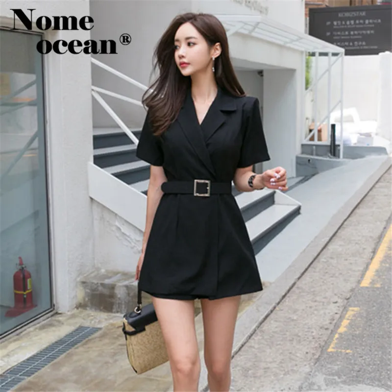 Формальные офисные женские комбинезоны с отворотом дизайнерские 2018 осенние
