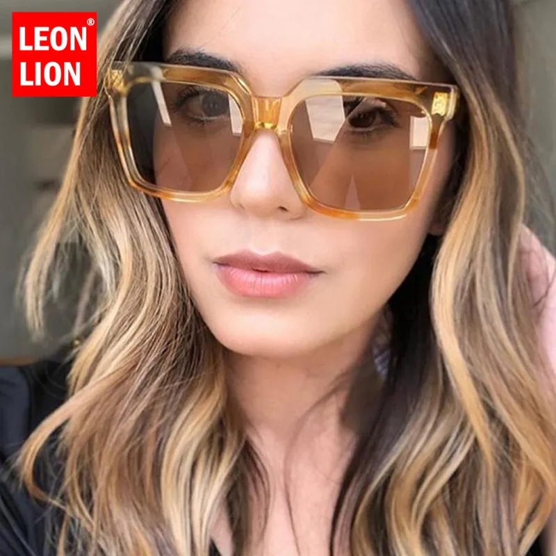 

LeonLion 2021 Square Luxury Gradient Sunglasse Women Classic Retro Candy Color Plastic Glasses Vintage Oculos De Sol Feminino