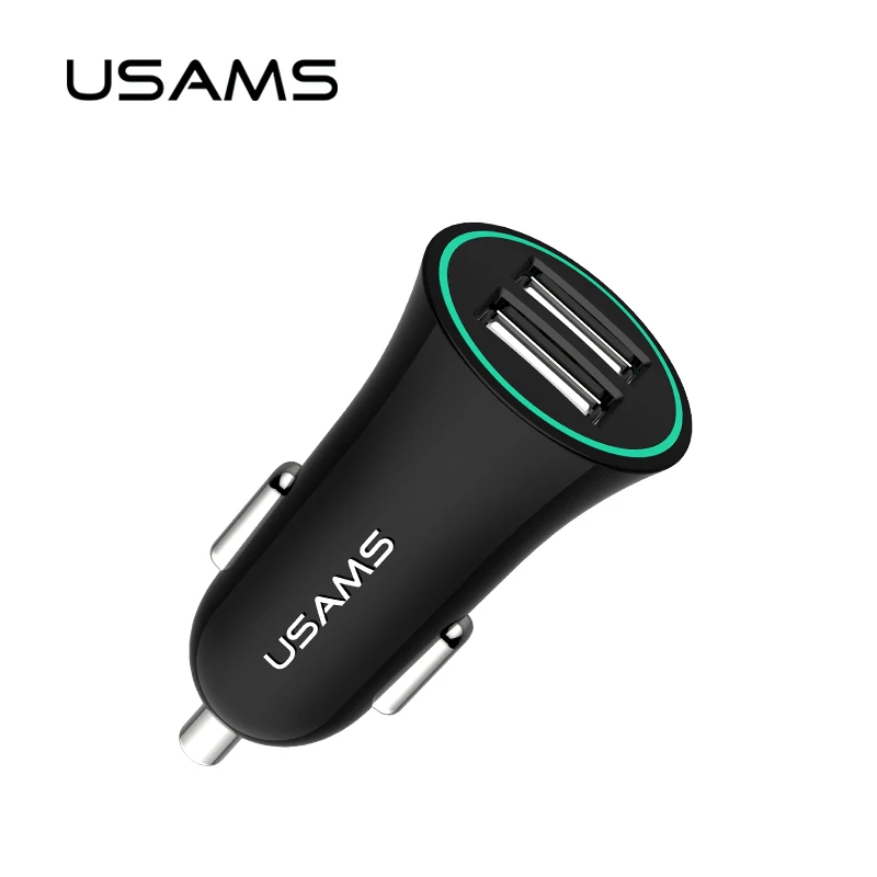 USAMS USB Автомобильное зарядное устройство для телефона Зажигалка двойной порт