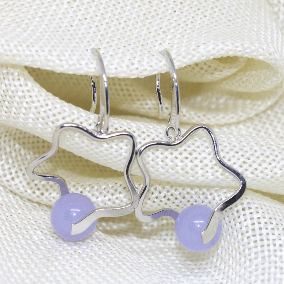 Многоцветный ярких цветов Star мотаться Earbobs халцедон нефриты камень женщины