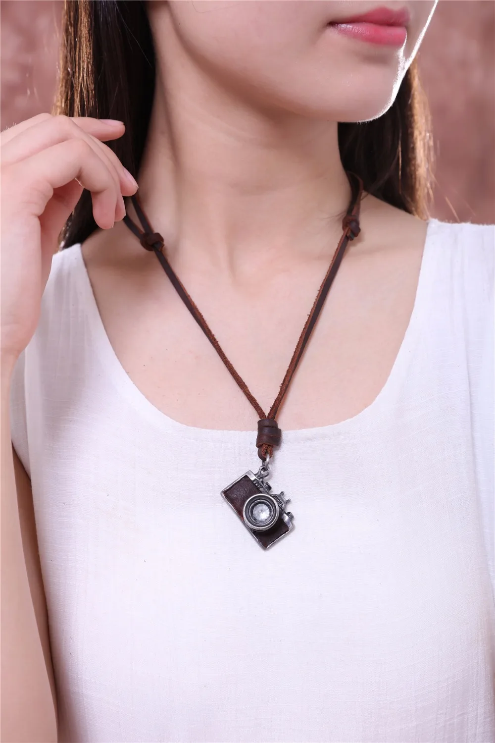 Для мужчин Цепочки и ожерелья, новинка года Jewelry Камера кулон Макси ожерелье, Для мужчин женщина колье, Пояса из натуральной кожи Цепочки и ожерелья, колье, ожерелье, Kolye