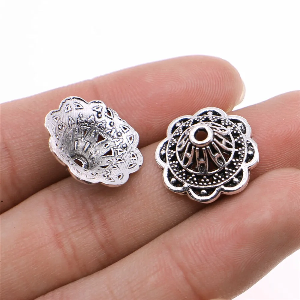

10pcs 18x18x8mm Bead Caps Jewelry Accessories Carved Flower Tassel End Caps Jewelry Accessories Findings For Jewelry Making