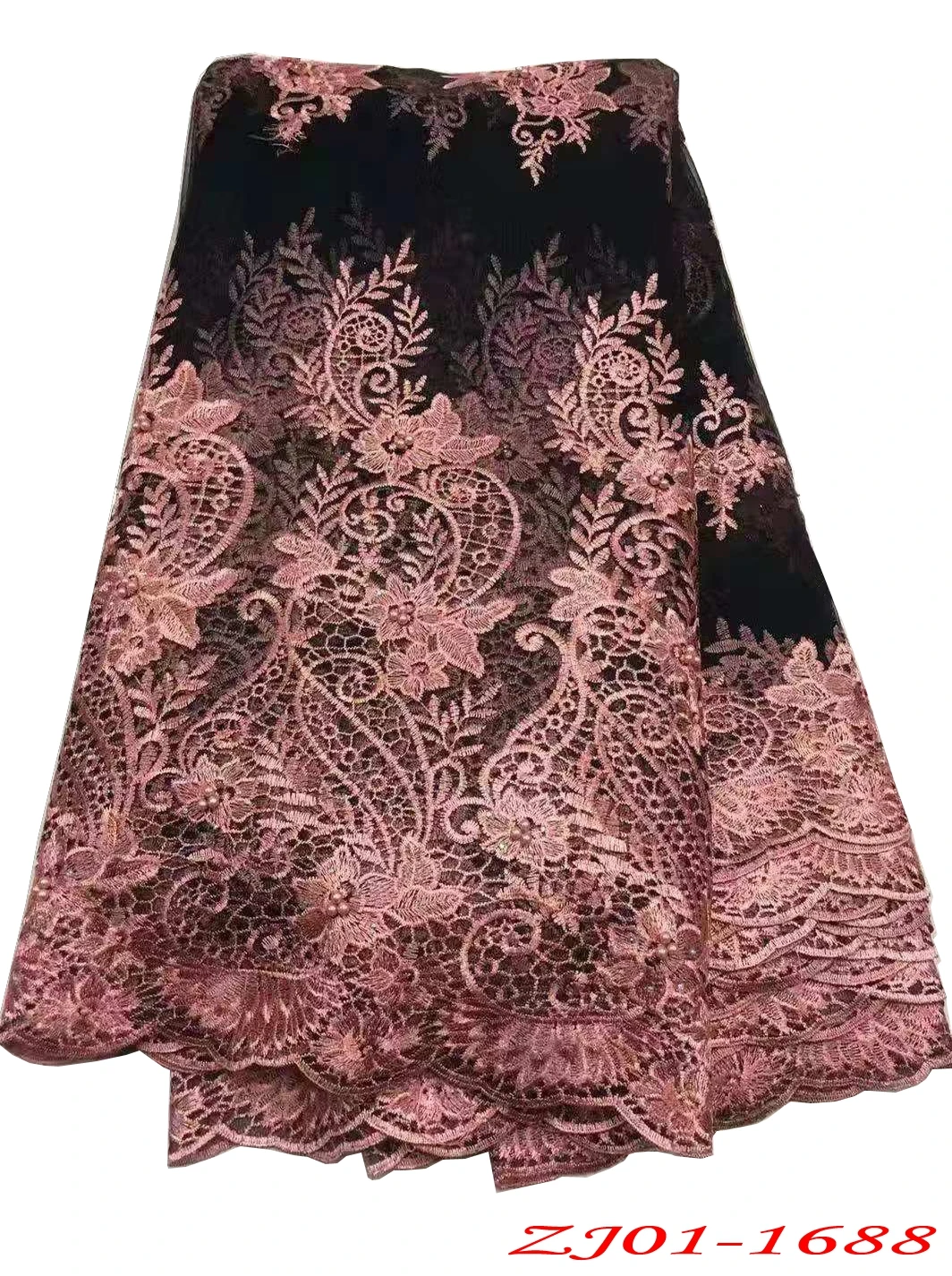 Зеленая кружевная ткань высокого качества 2018 с 3D цветами французская жемчугом