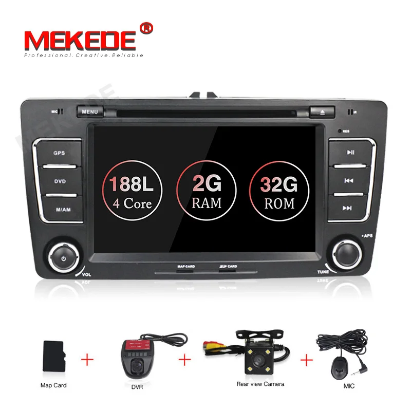 MEKEDE Android9.1 2 Гб ОЗУ два DIN 4 ядра автомобильный DVD для SKODA Octavia 2009-2013 Octavia2 Octavia A5 радио Bluetooth DAB - Цвет: DVD CAMERA DVR