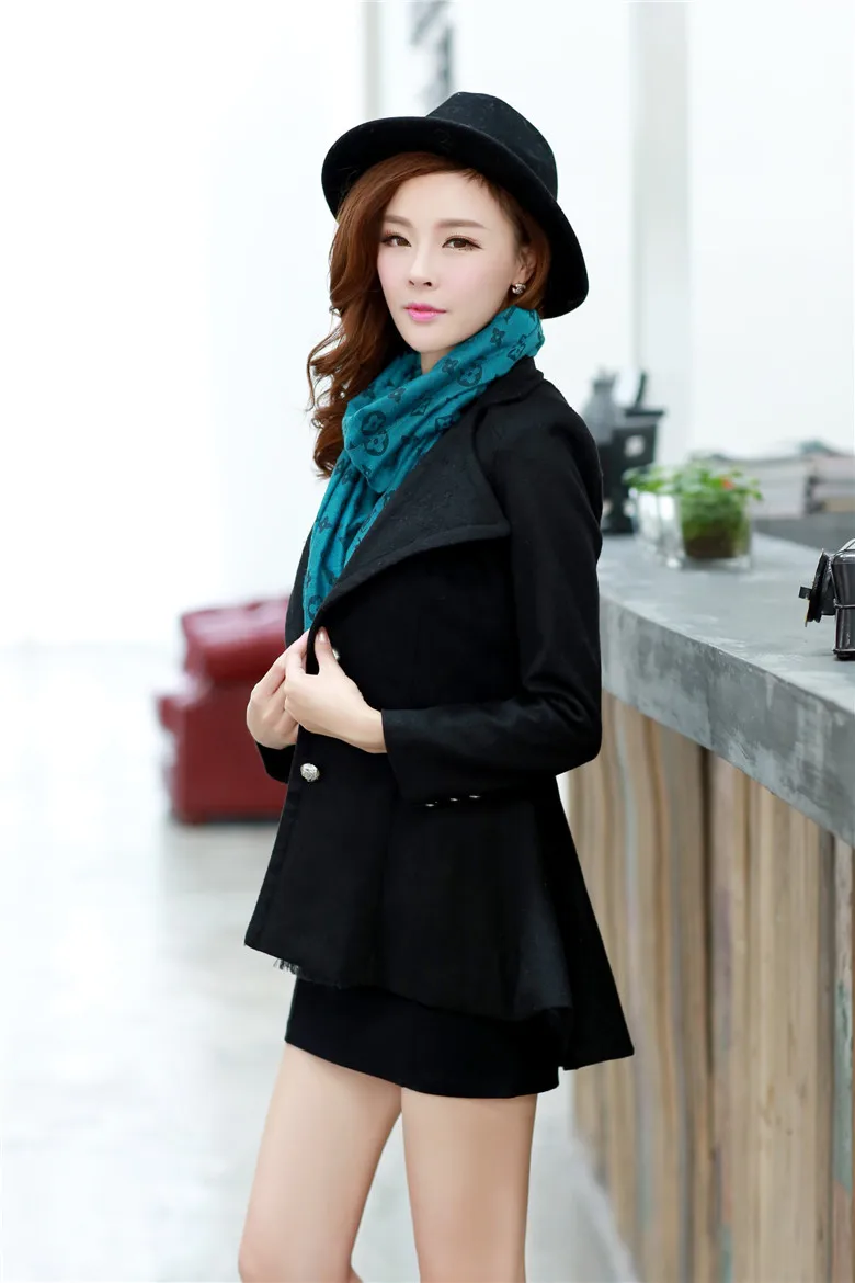 Женский шерстяной пиджак приталенный длинный Блейзер ласточкин хвост корейский