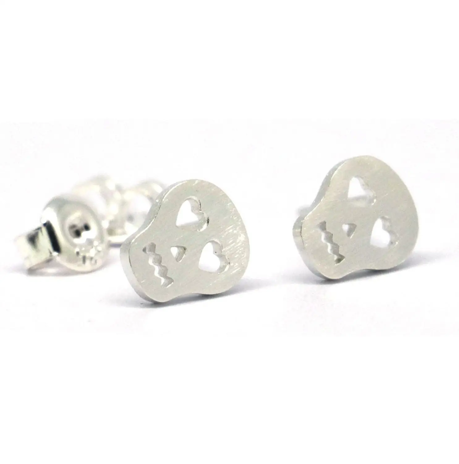 SKULL Серьги-гвоздики из твердого стерлингового серебра - Окраска металла: SKULL