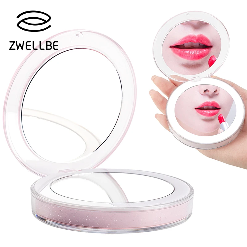 Портативный макияж увеличительное зеркало светодиодный свет сенсорный экран