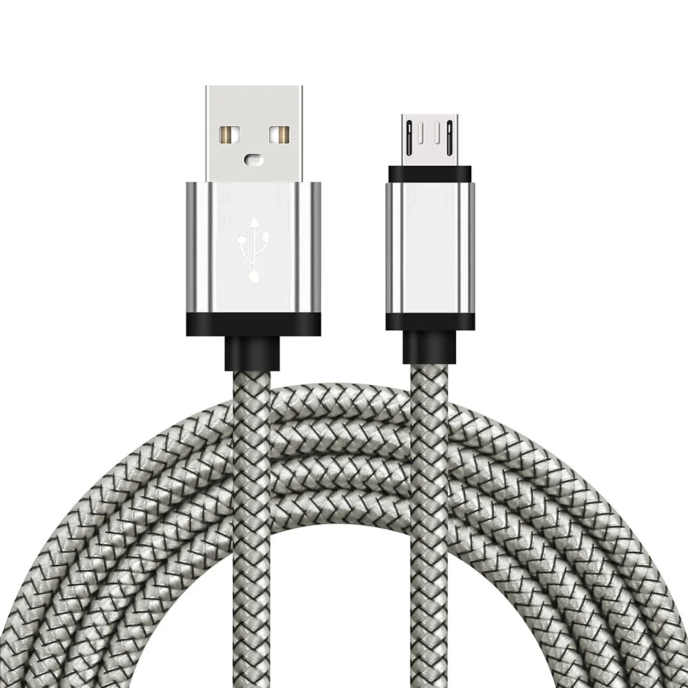 Silver Новинка, 10 футов, микро USB, быстрое зарядное устройство, синхронизация данных, передача, сильный плетеный вязаный кабель для Android, samsung S7 S6 S4 S3 Note 5 4 2 - Тип штекера: Silver