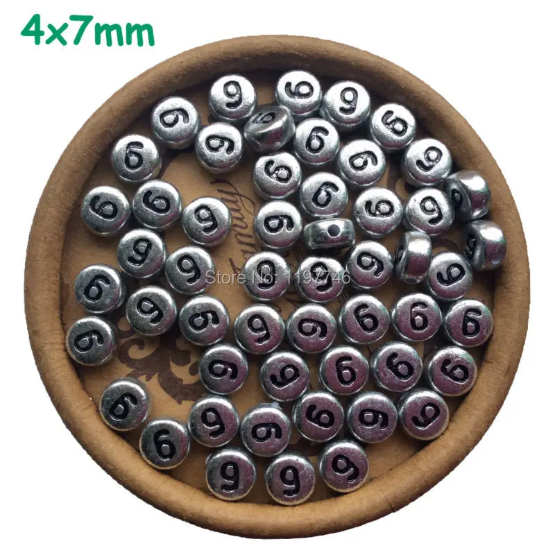 3600 шт. Серебристые Акриловые Бусины 4 х7 мм|spacer beads|beads 7mmbeads flat |
