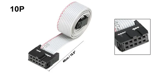 48cm Gray Uxcell 1 шт. IDC 10-контактный 48/66/118/148 см длинные 2,54 ММ Радуга Цвет/серый шаг гибкий плоский ленточный Соединительный кабель для печатных плат - Цвет: 48cm Gray
