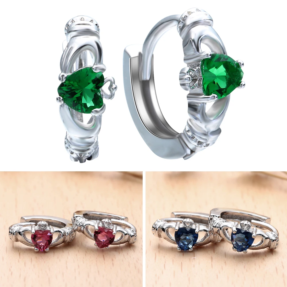 Модные розовые зеленые синие циркониевые черные серьги кольца с покрытием