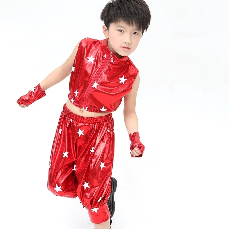 Children's Bright Modern Jazz Dancewear Costumes Boys Hip Hop dance Tops+Pants |