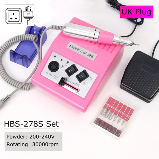UK Plug STZ профессиональный Электрический Маникюрный сверлильный станок для ногтей, 30000 об/мин, оборудование для педикюра, аксессуары, инструменты для дизайна ногтей, HBS-278S - Цвет: UK Plug