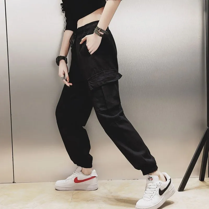Streetwear High Waist Harem Pants Women Casual Pink Black Trousers Female Punk BF Harajuku joggers Women's Sports Pants - Цвет: black