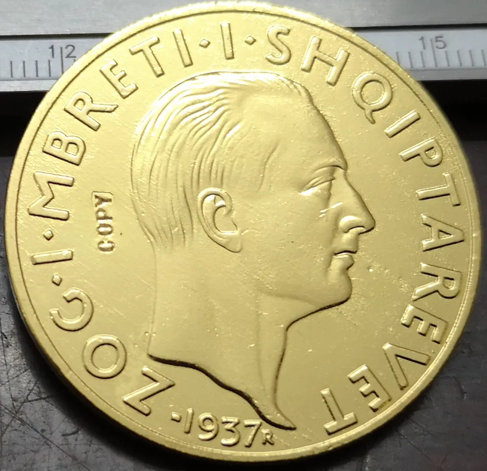 

1937 Албания 100 фрари-зог I 25-я годовщина независимости Золотая копия монета
