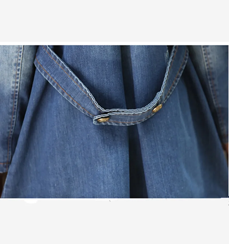 

2020Autumn Fashion Women's Clothing Long Coat Denim Jacket Long Loose Women Jacket Casual Double-Breasted Denim Jacket With Belt