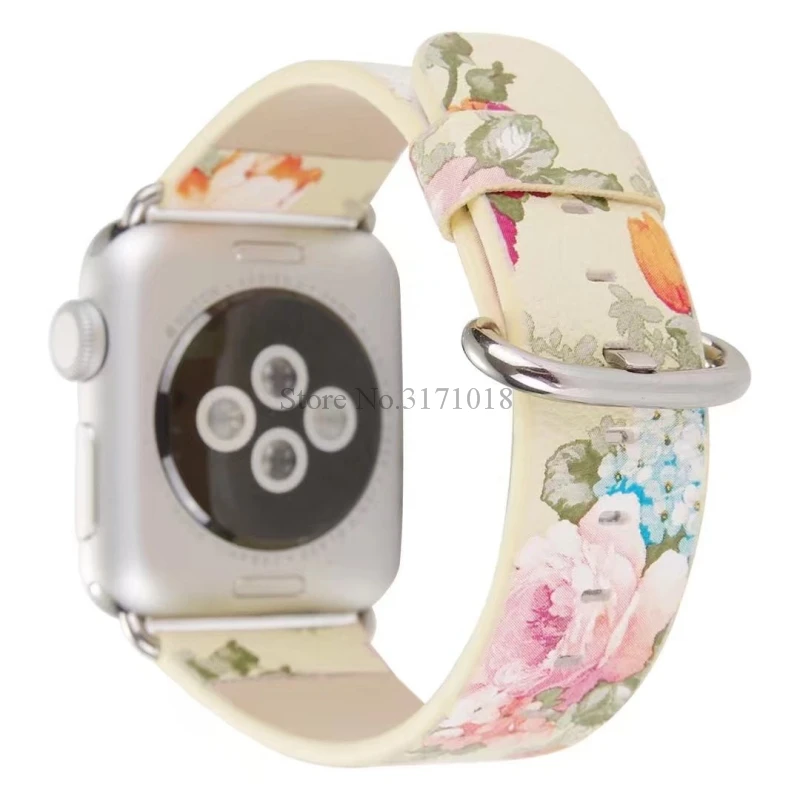 Китайский цветочный кожаный ремешок для часов Apple Watch 42 мм 38 браслет Ремешки