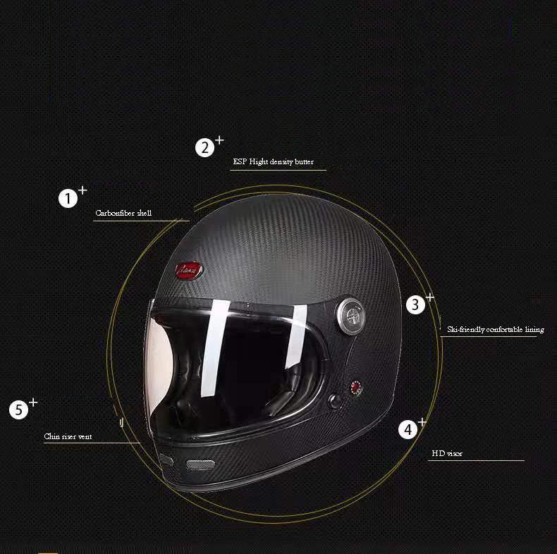 BEON шлем Полнолицевой Carbonfiber шлем для мотокросса винтажный полностью покрытый мотоциклетный скутер автоцикл Ретро Сверхлегкий ECE