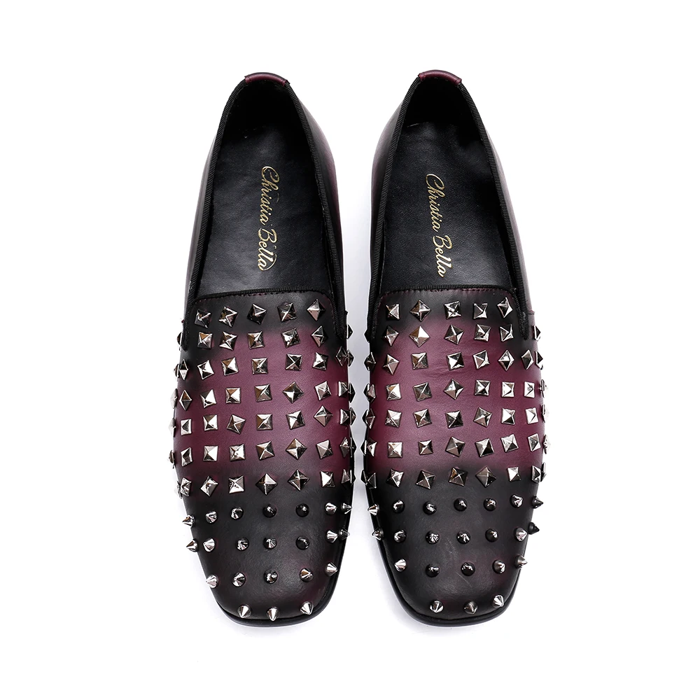 

Christia Bella Leisure Business Style Large Size Real Leather Man Loafers Night Club Party Shoes Square Toe Handmade Male Shoes