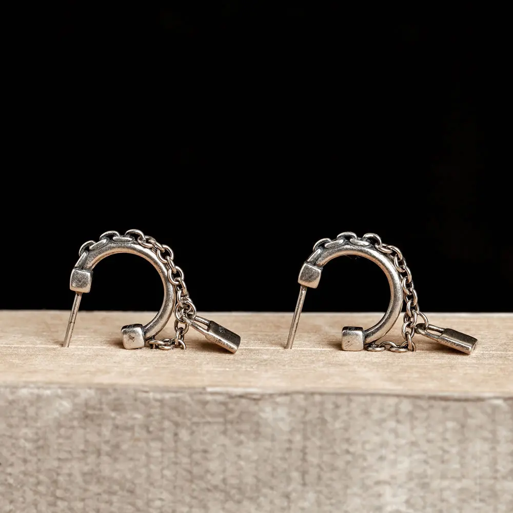 1 Piece Retro 925 silver look pendant chain hoop earrings for woman and man Punk vintage tassel circle earring jewelry | Украшения и