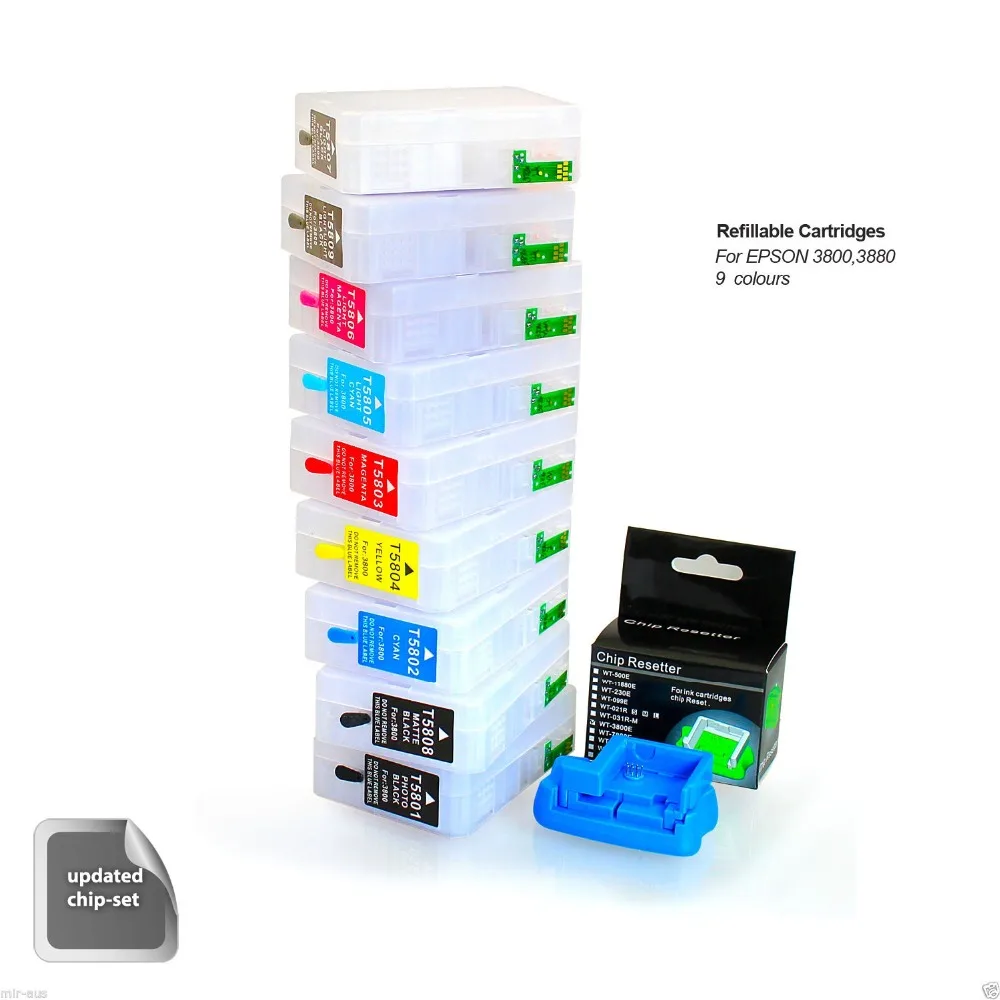 Чернильный путь 9 x пустые многоразовые картриджи для Epson pro3890 3880 3800C 3800 3850 pro 3890 plus