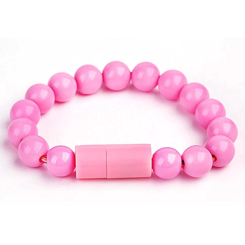 USB зарядка браслет бусины зарядный кабель Портативный телефон зарядное