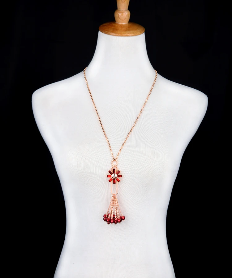 2017 Брендовое дизайнерское длинное ожерелье золотистого розового и цвета на