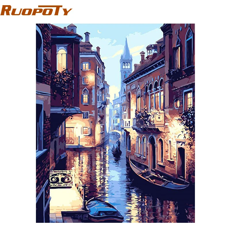 Набор для рисования по номерам на холсте Венеция с рамкой|diy painting|painting diyvenice landscape