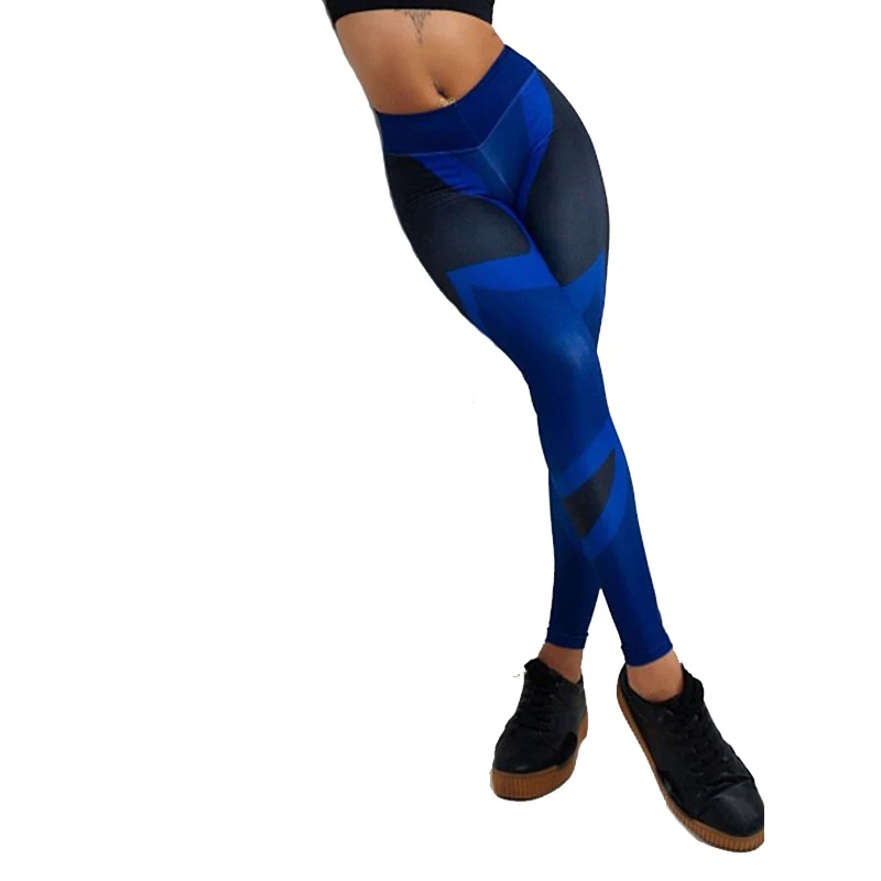 Женские лоскутные леггинсы Calzas Mujer Deportiva синие спортивные Леггинсы с высокой