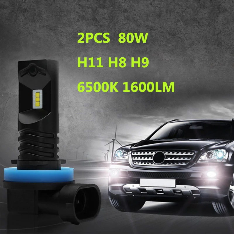 2 шт. H8 H11 светодиодный лампы HB4 9006 HB3 9005 H10 9145 9140 H16 5202 туман светильник авто дальнего