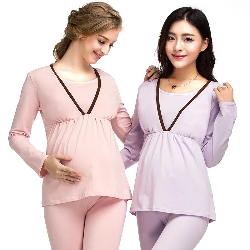 2017 Pregnancy Breast Feeding Clothes Sets Pajamas for Pregnant Women Cotton Soft Nursing Suit Sleepwear | Мать и ребенок
