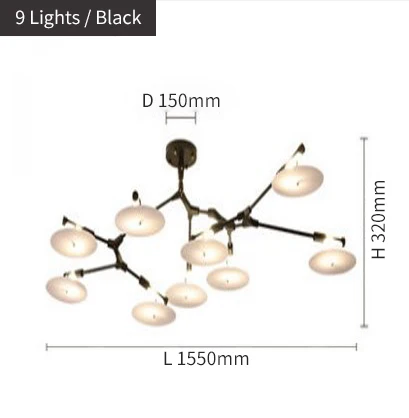Vintage Modern LED Chandelier Spider Lustre Living room Lighting For Kitchen Restaurant Chandeliers Fixture Lights LED - Цвет абажура: 9 Lights Black