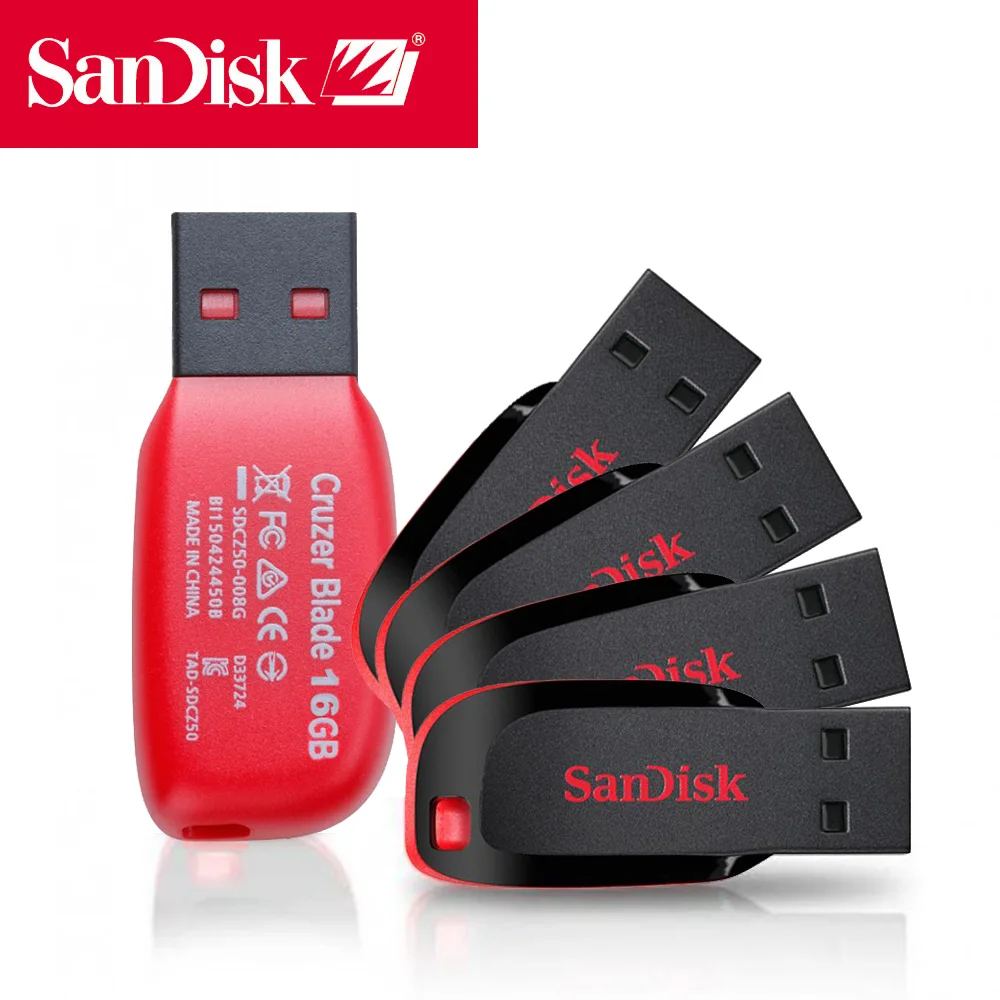 Usb-флешка sandisk 16 ГБ 32 ГБ 64 Гб 128 ГБ CZ50 Cruzer Blade mini Cle USB флеш-накопитель Plus OTG флеш-накопители на флешке