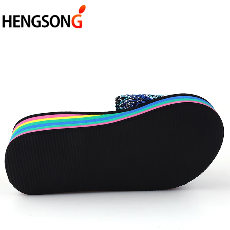 HENGSONG/женские пляжные сандалии шлепанцы для игр летняя модная обувь радужной