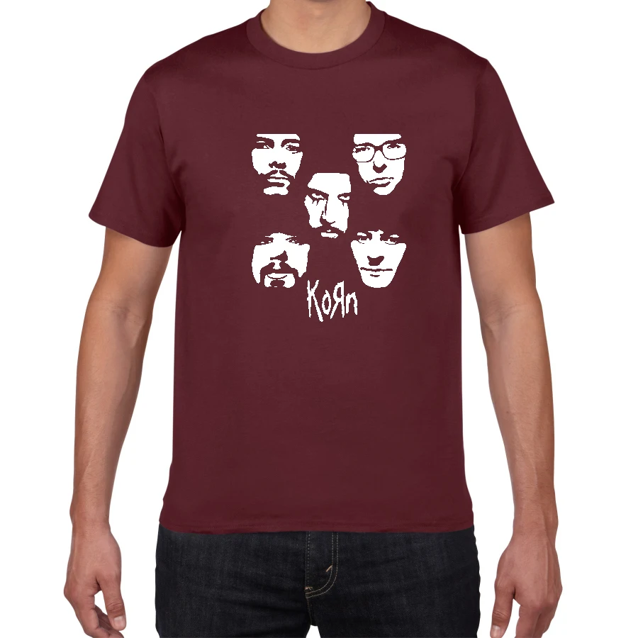 Новая летняя уличная одежда мужская футболка KORN Новая металлическая полоса футболка мужская хлопок Повседневная мужская одежда размера плюс топы тройники