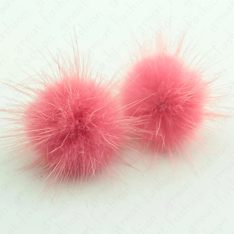 Модные серьги металлические с шариком из натурального меха норки цветком для