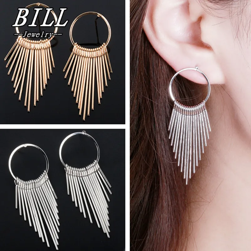 Long Tassel Dangle Earrings For Women Drop Brincos Bijoux boucle d'oreille Fashion Jewelry Geometric Circle Earring | Украшения и